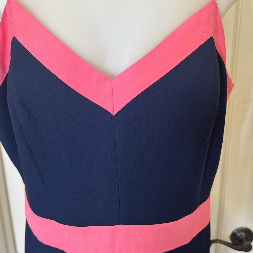 Milly Jill Bicolor sleeveless pleated Dress Gorgeous Size 12 - Picture 4 of 8